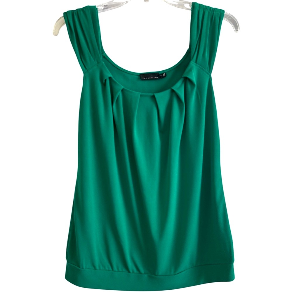 The Limited emerald Green size small Pleated polyester spandex Tank Top